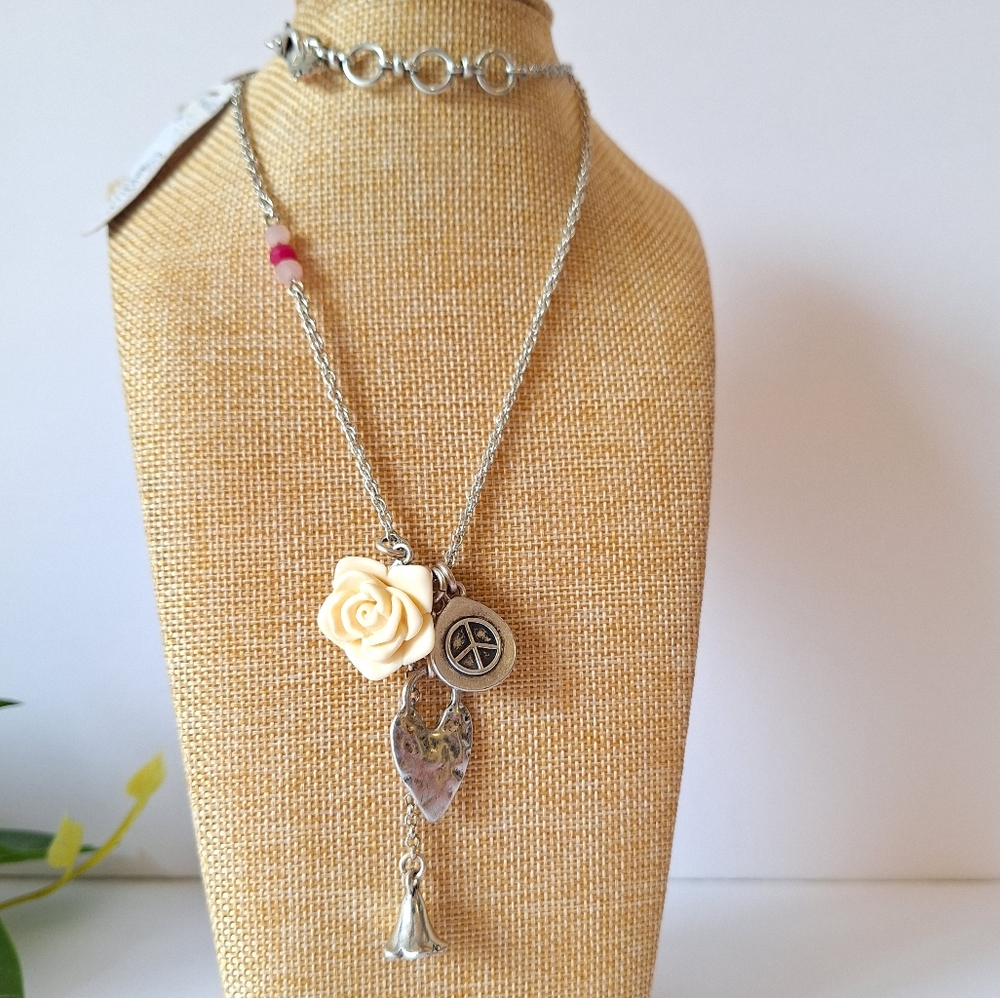 New Lucky Brand boho necklace multi pendants